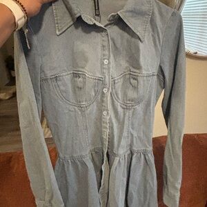 PrettyLittleThing Light Blue Long Sleeve Dress